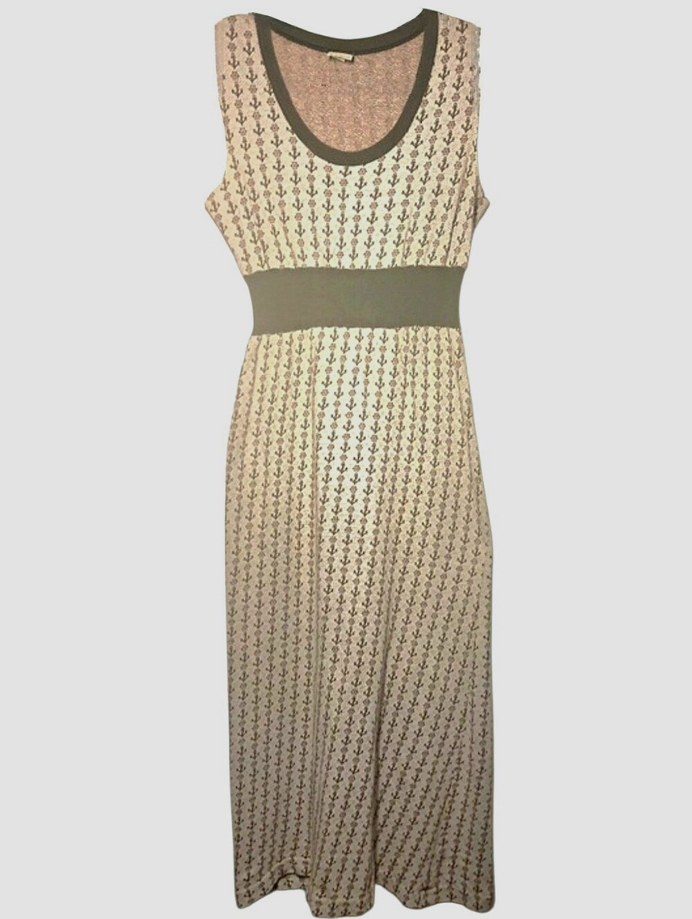 Catalina Vintage Nautical Maxi Dress Large Cream/Brown EUC!!!